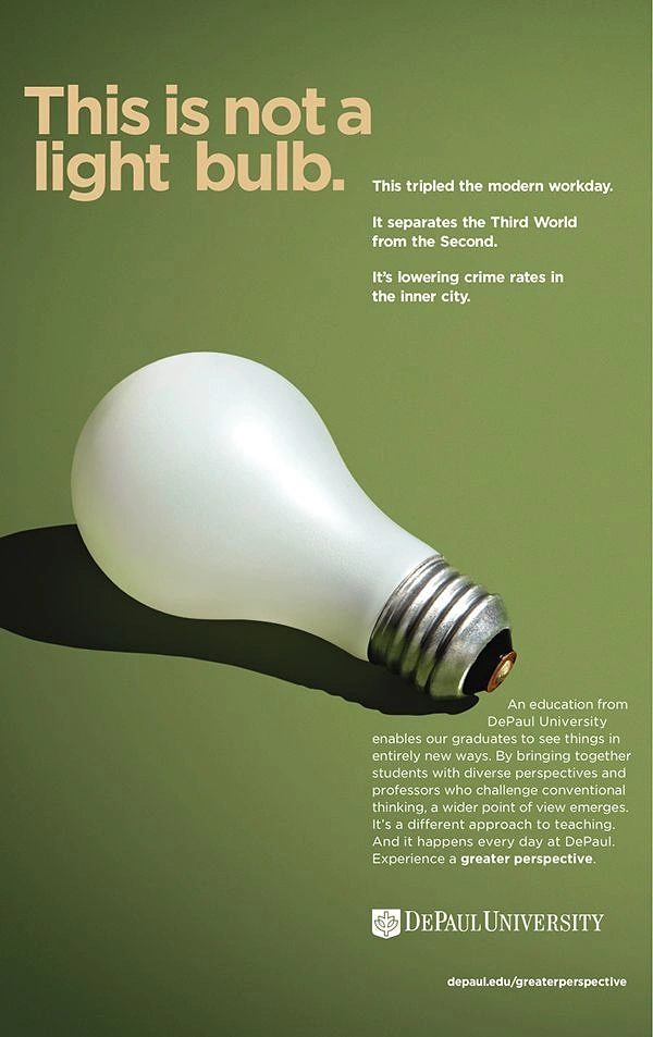 Education creative ad: Frosted light bulb lying on its side