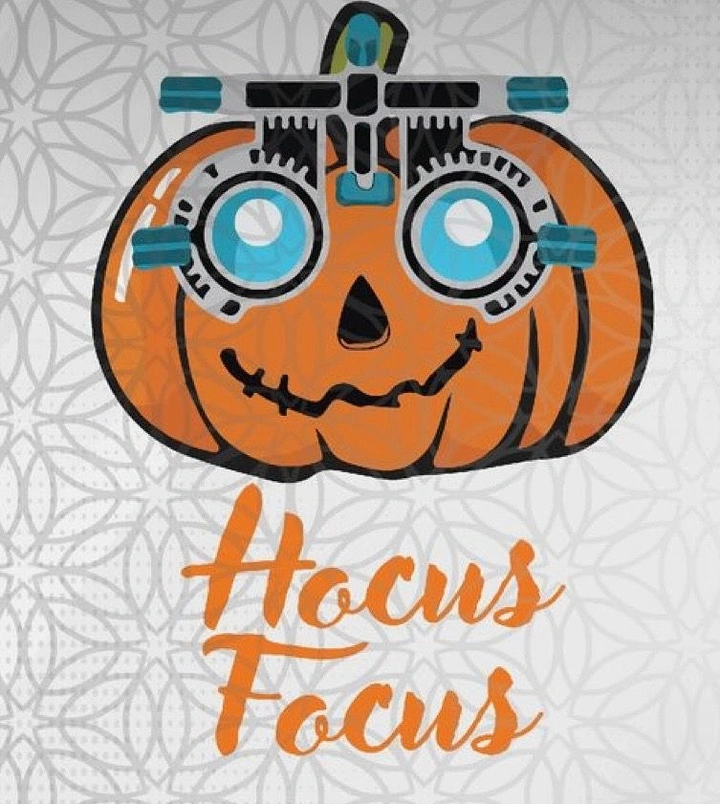 Opticians & Eye Care creative ad: Phoropter pumpkin, 'Hocus Focus' pun