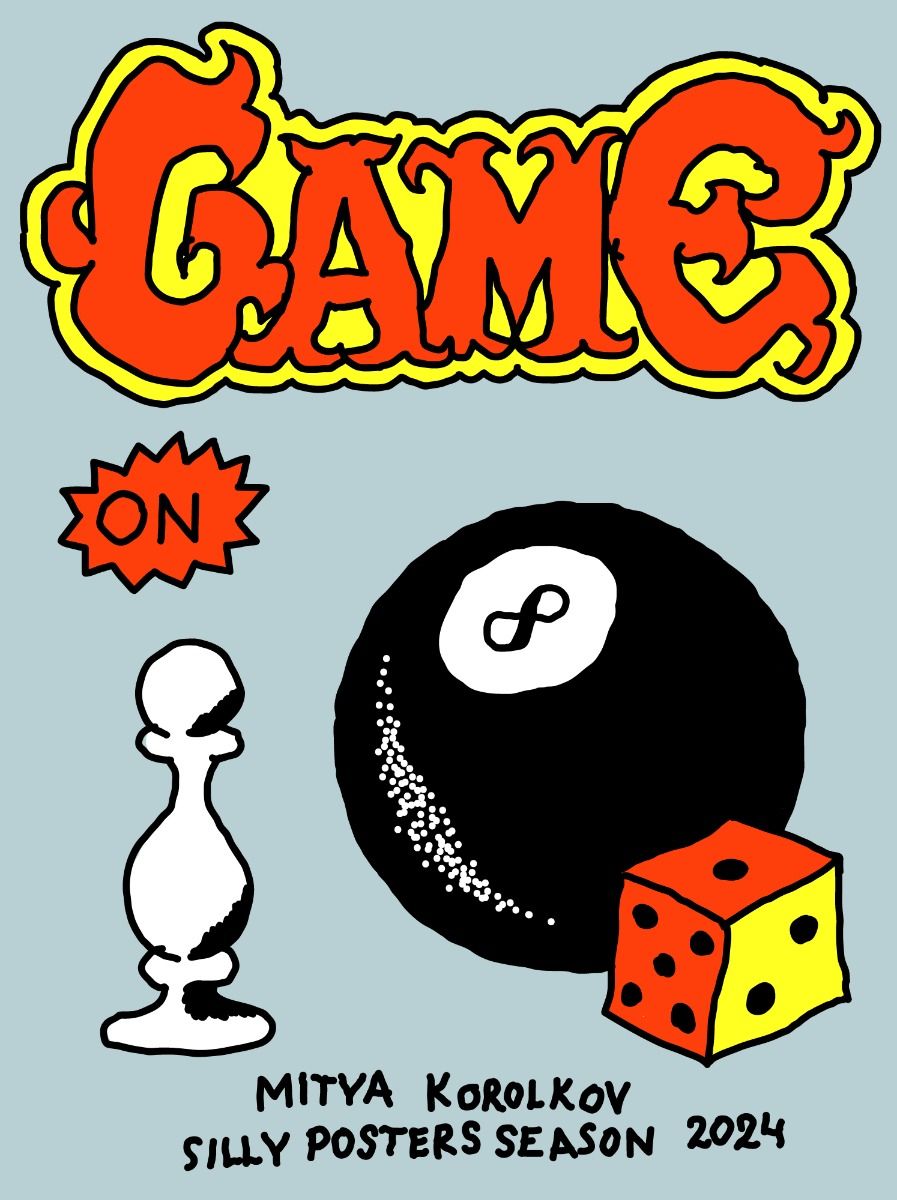 Instagram post: Bold game-on poster with die imagery