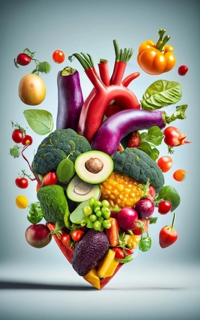 Salad Bars & Healthy Restaurants creative ad: Heart made from fruits and vegetables