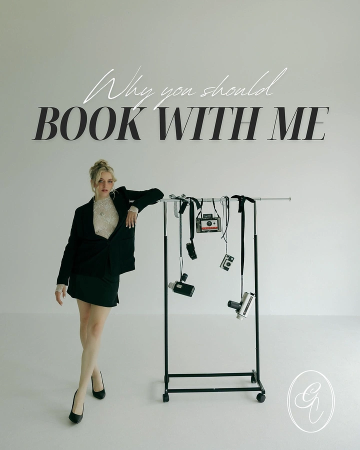 Photography creative ad: Cameras hung on clothing rack, editorial booking
