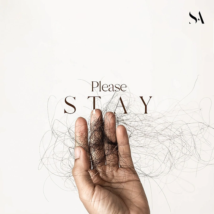 Hair Transplant & Hair Clinics creative ad: Fallen hair spells 'Please STAY'