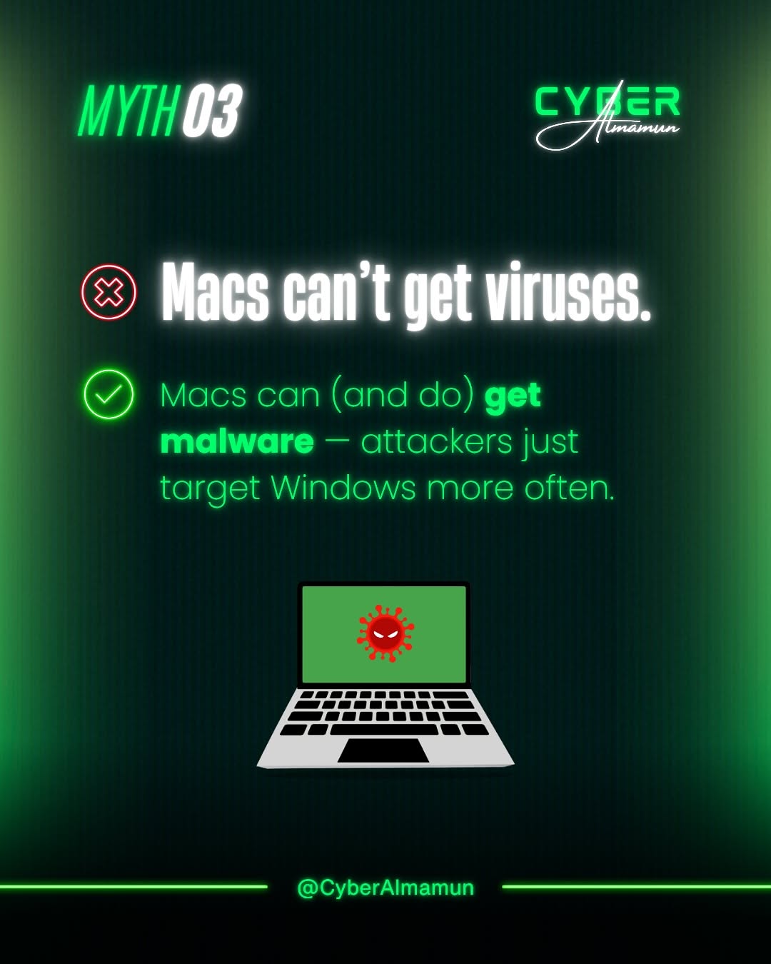 Instagram post: Neon hacker treatment supports myth-busting, slide 4