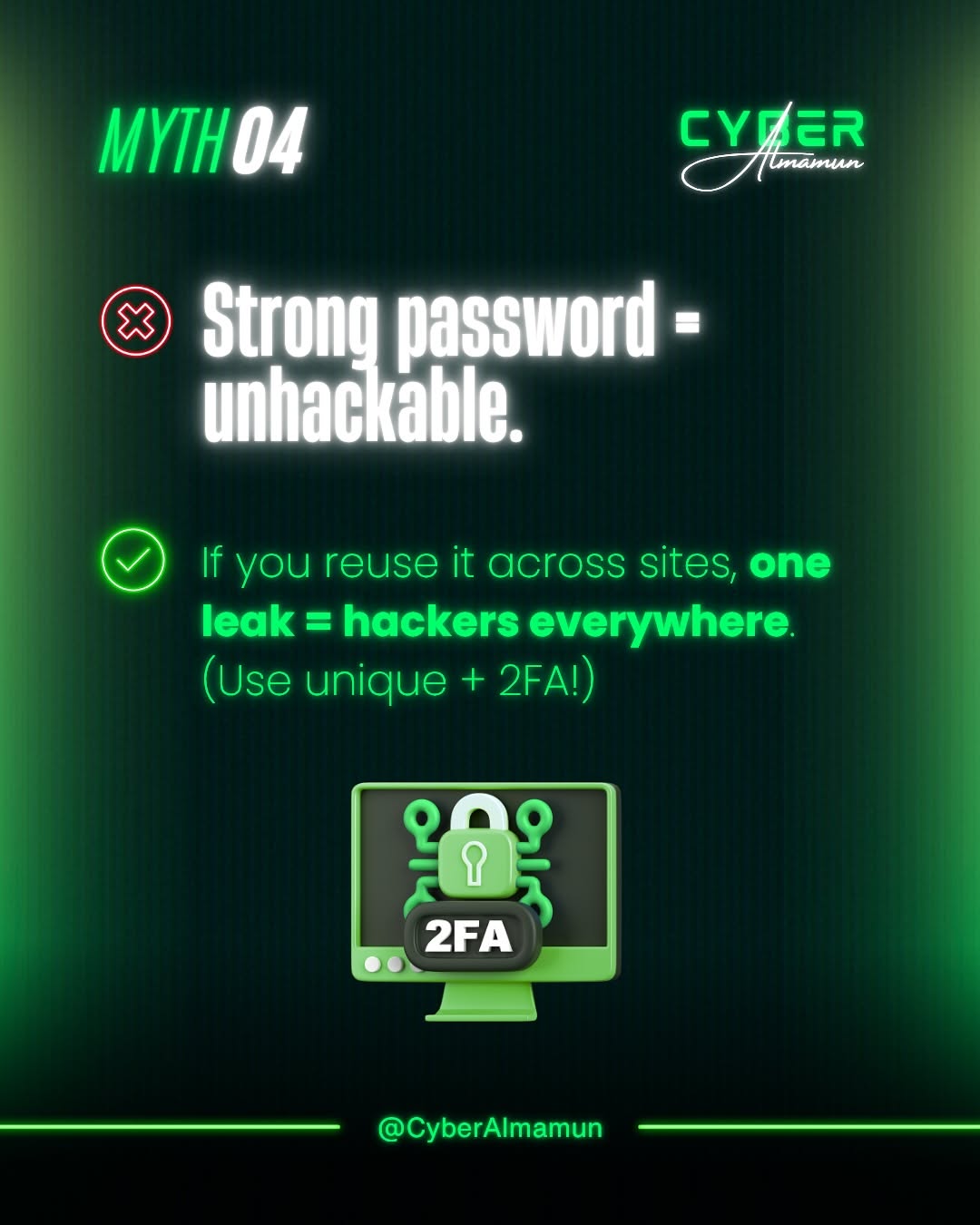 Instagram post: Neon hacker treatment supports myth-busting, slide 5