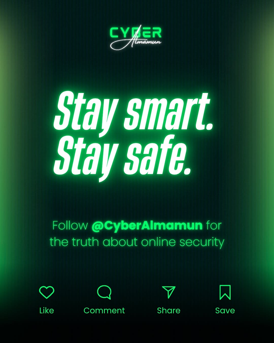Instagram post: Neon hacker treatment supports myth-busting, slide 7