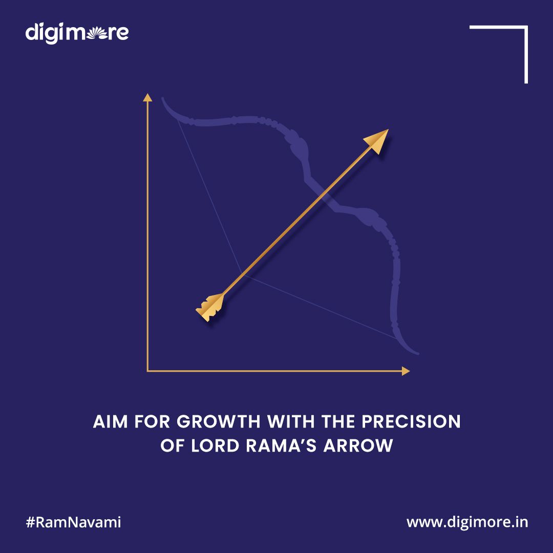 Golden arrow as a growth-chart line over a faint bow