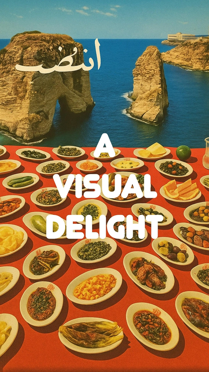 Arabic & Middle Eastern Restaurants creative ad: Plates create striking visual landscape