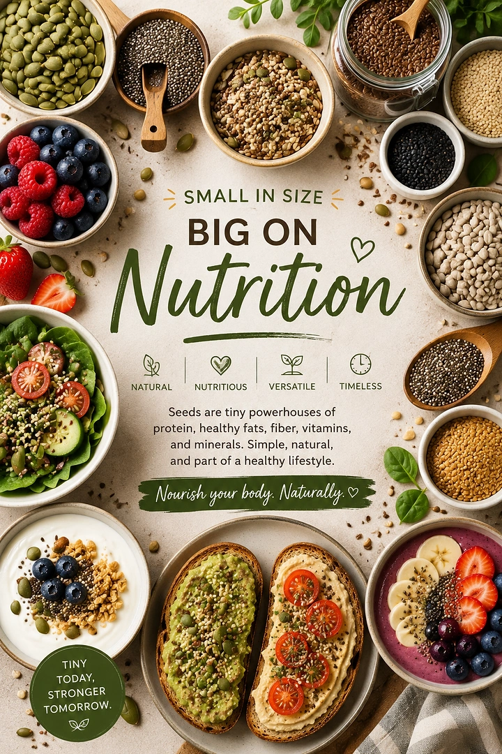 Salad Bars & Healthy Restaurants creative ad: Small-seeds, big-nutrition visual idea