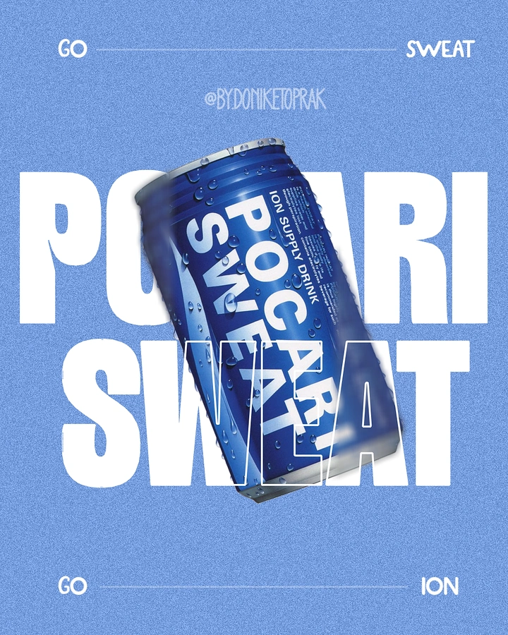 Packaged Drinking Water creative ad: Bottle disrupts oversized sweat typography
