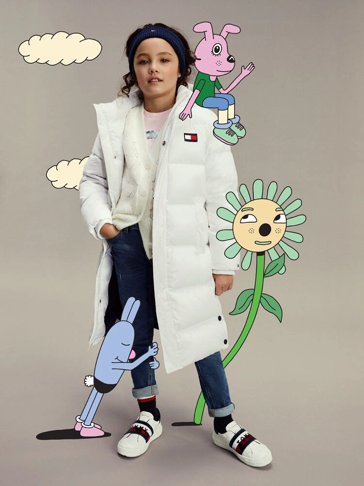 Kids Clothing creative ad: Photo mixed with cartoon character doodles