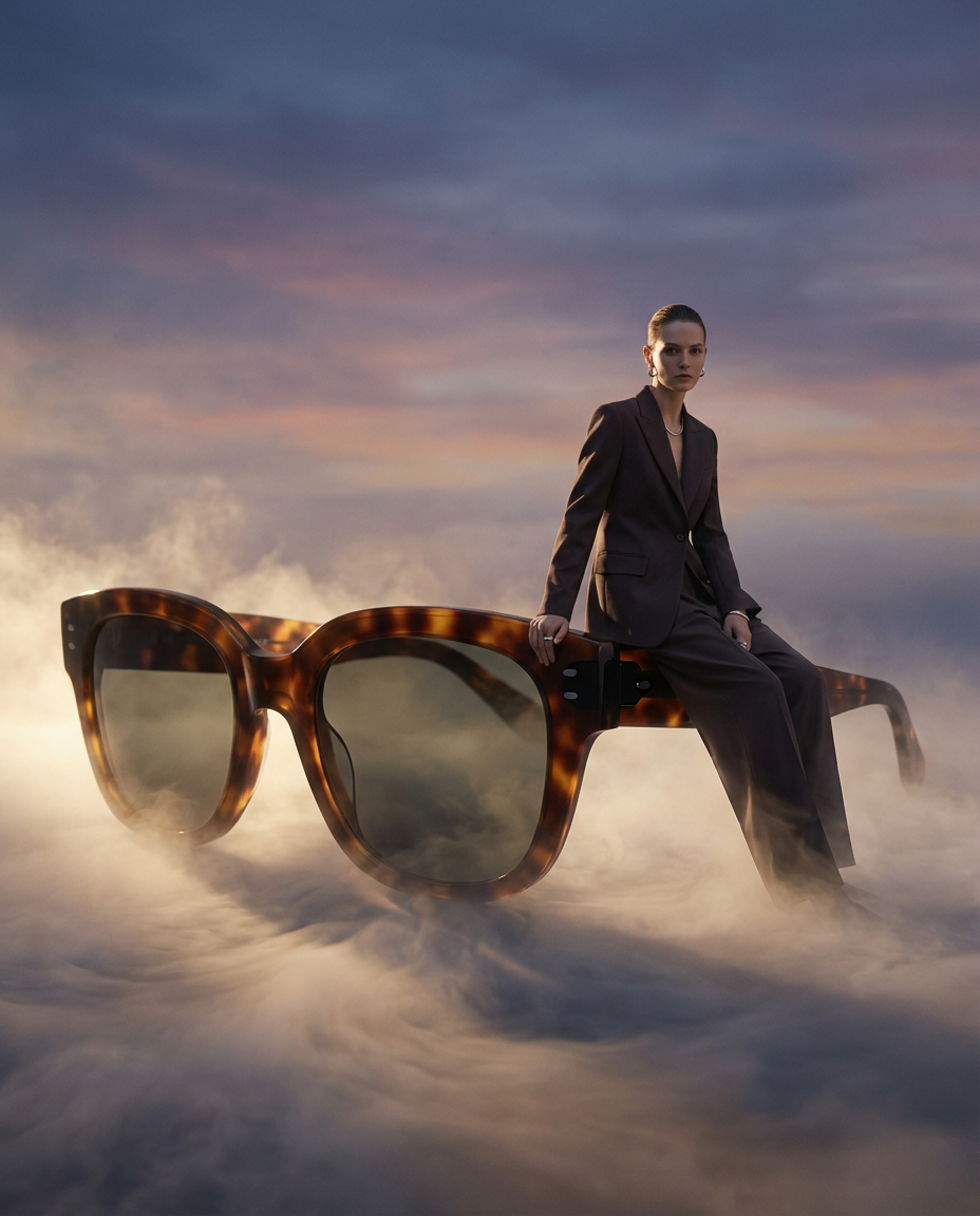 Instagram post: Giant glasses become surreal landscape furniture