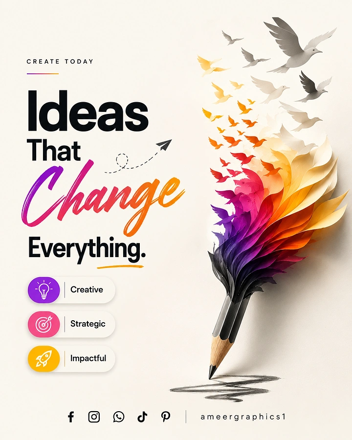 Design & Animation Schools creative ad: Pencil transforms into flying creative ideas