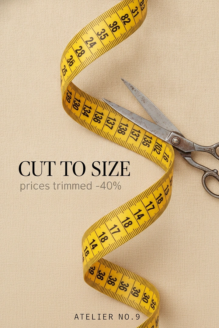 Tailors & Alterations creative ad: Yellow measuring tape spiralling down the frame, cut by vintage scissors