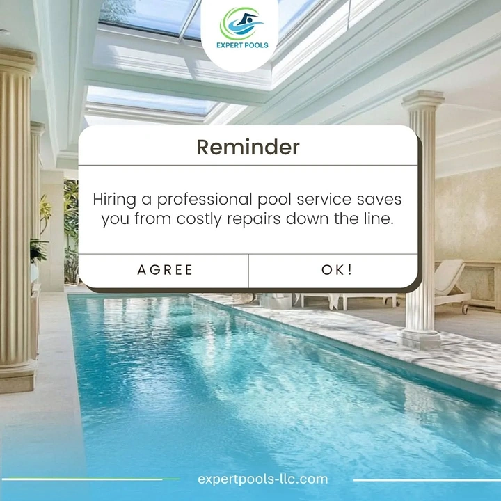 Swimming Pools & Pool Care creative ad: Pool-service reminder as system dialog