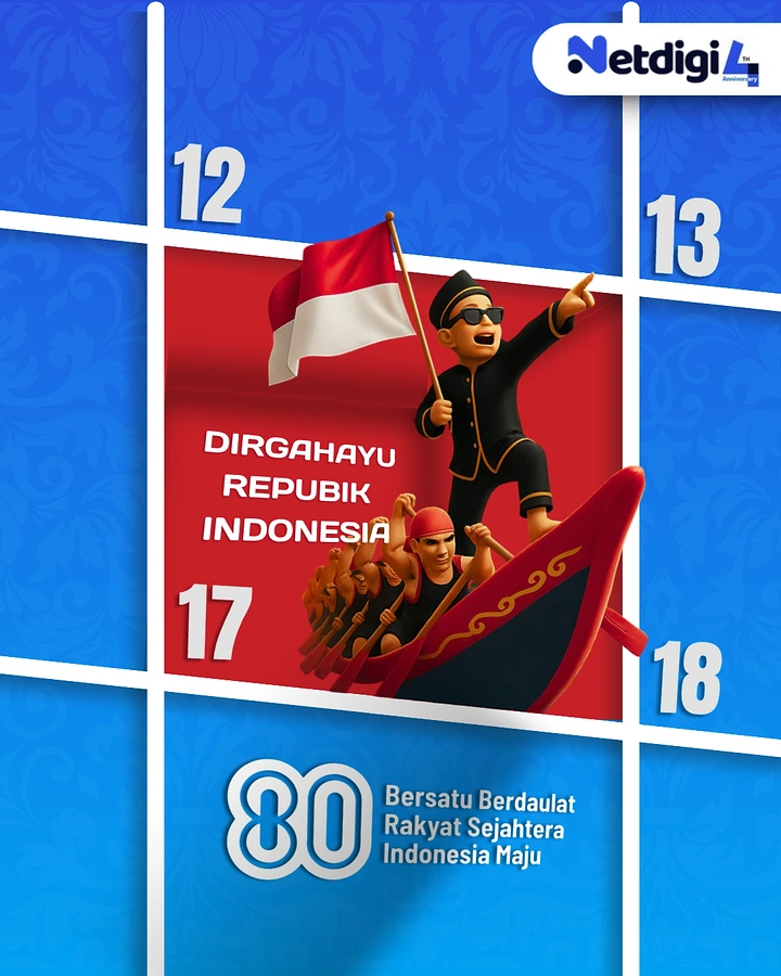 Independence Day creative ad: Figure bursting through August calendar grid