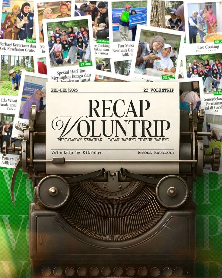 Instagram post: Volunteer recap transformed into typewriter concept