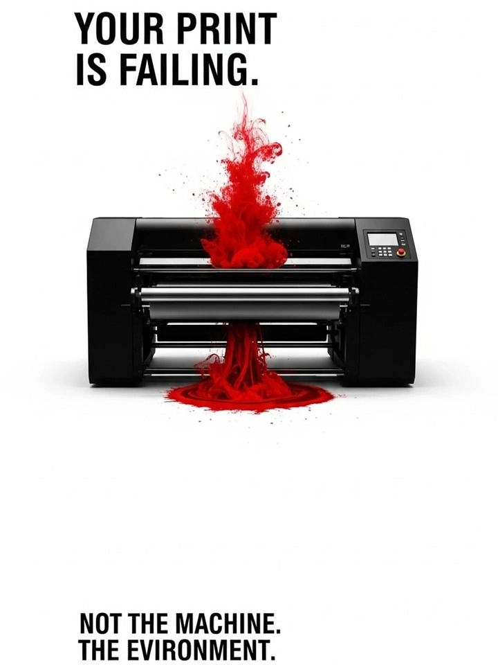 Printing Shops creative ad: Red ink explosion, blame-environment copy