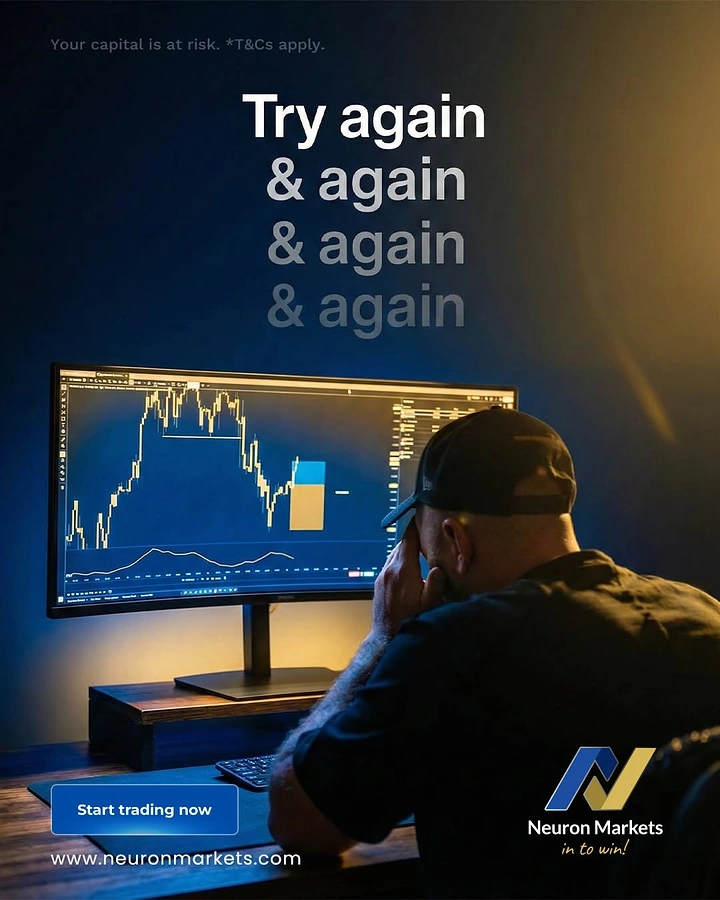 Stock Brokers & Investing creative ad: Repeating 'again' copy, frustrated trader