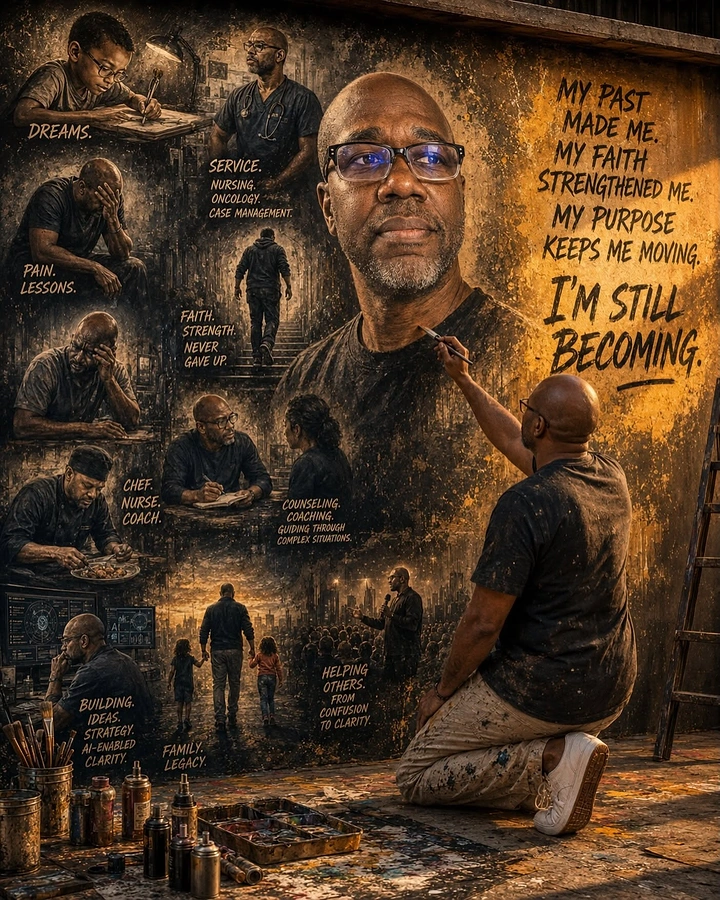 Life & Business Coaches creative ad: Growth journey forms portrait collage