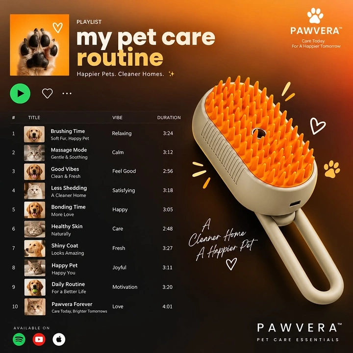Pet Grooming creative ad: Spotify playlist parody for grooming brush