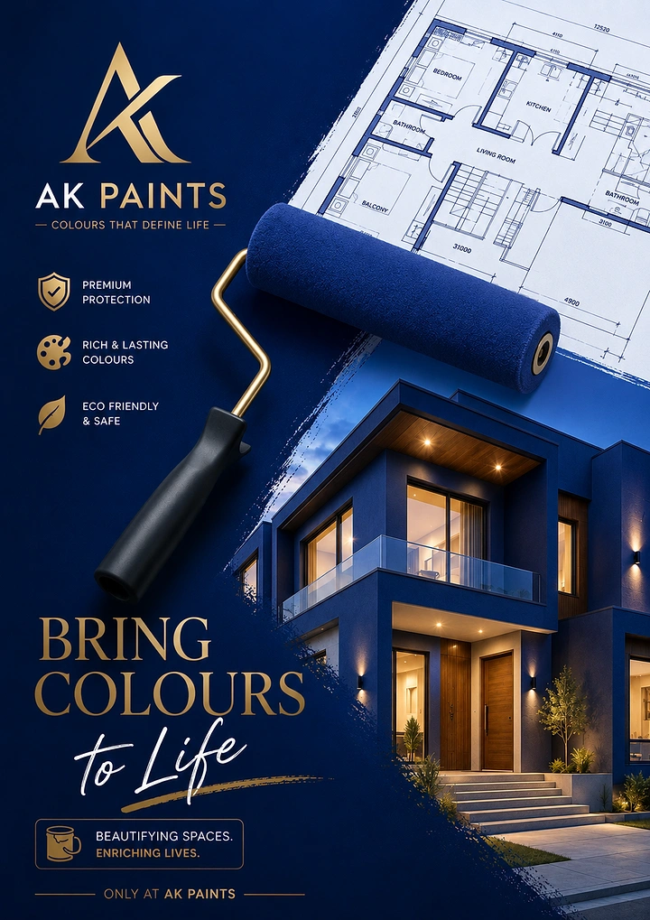 House Painters creative ad: Roller turns blueprint into painted house