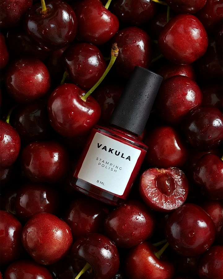 Nail Polish Brands creative ad: Polish bottle emerges from cherries