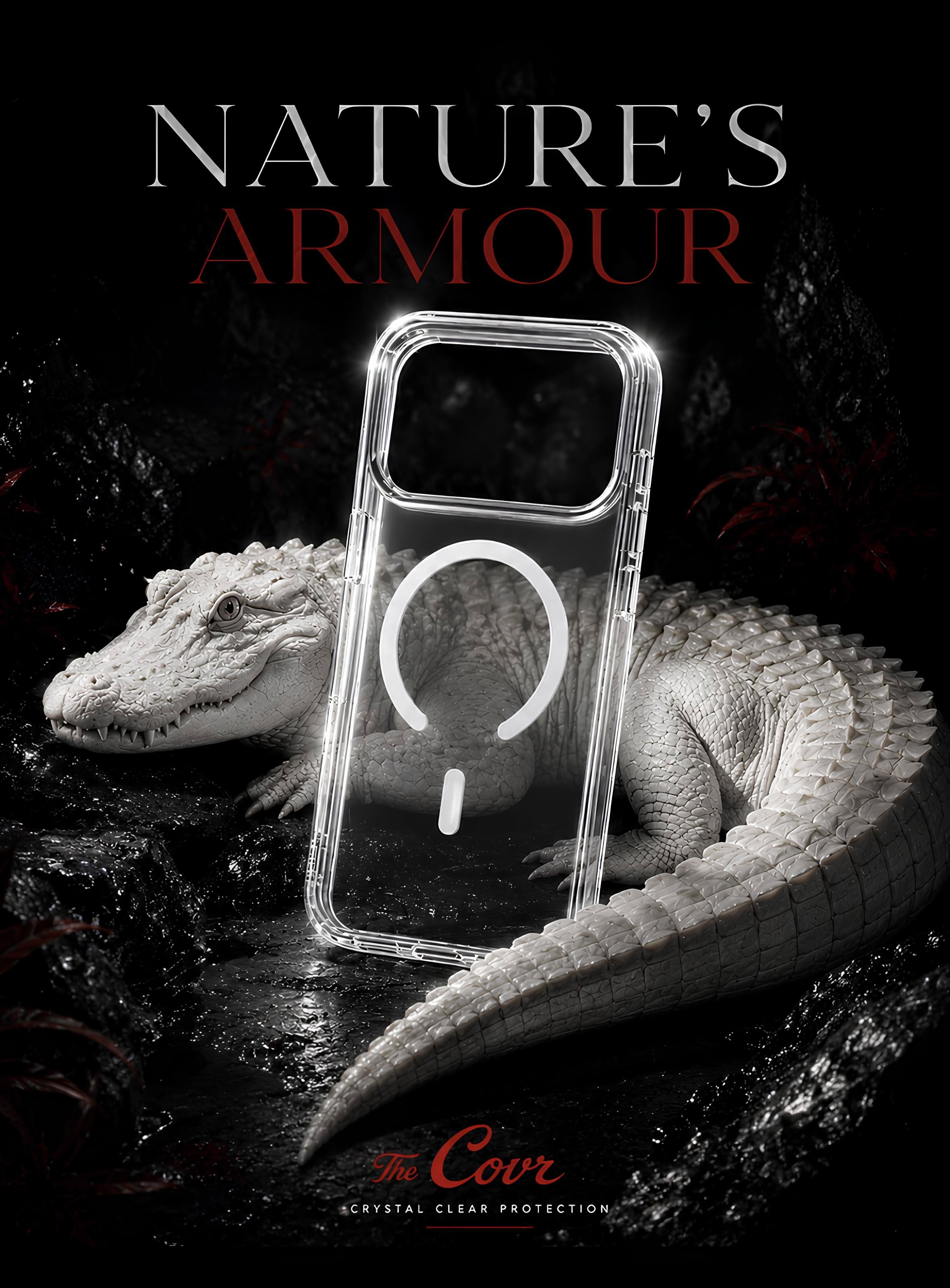 Instagram post: Crocodile creates nature armour metaphor