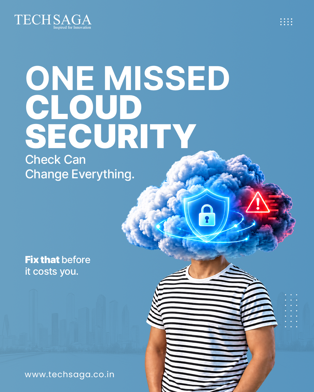 Instagram post: Cloud security becomes cloud-shaped head