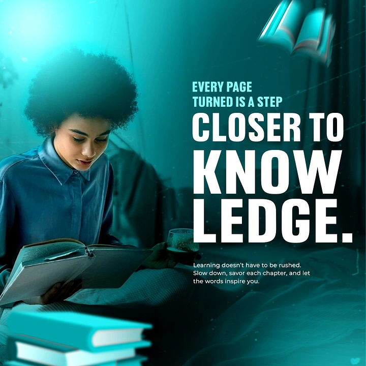 Online Courses & E-learning creative ad: Books become visual steps toward knowledge