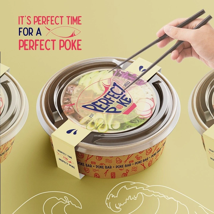 Salad Bars & Healthy Restaurants creative ad: Playful perfect-poke packaging presentation