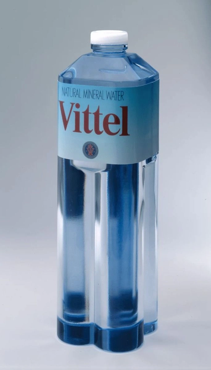 Packaged Drinking Water creative ad: Bottle treated as a monumental blue column
