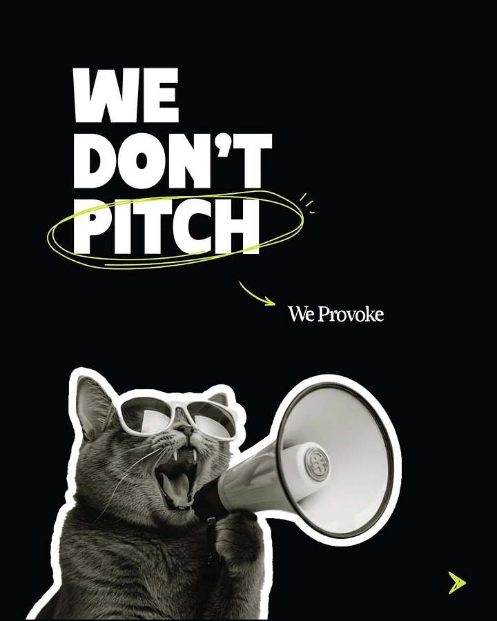 Agency creative ad: Screaming cat megaphone: we provoke