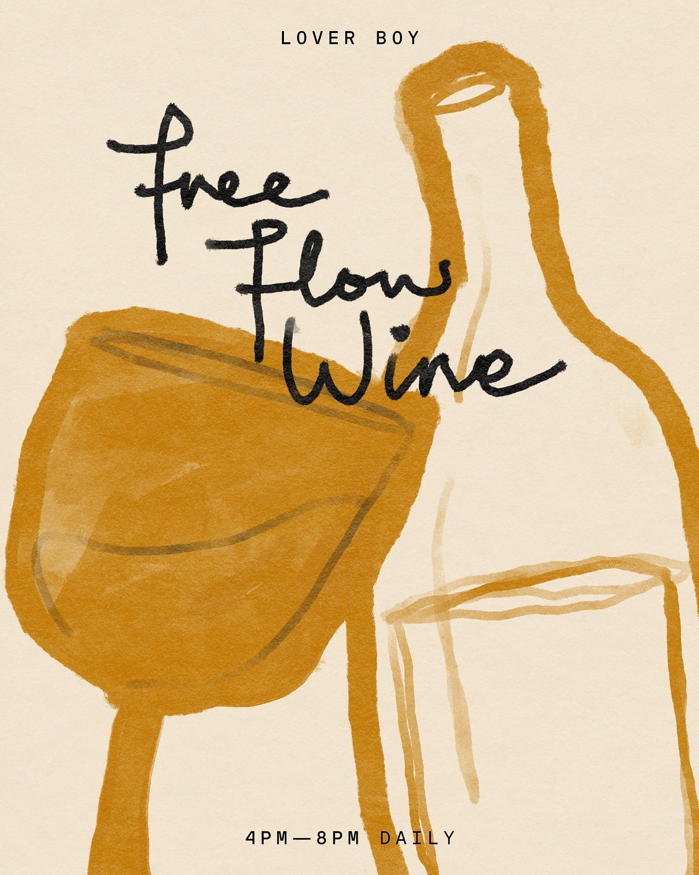 Instagram post: Minimal bottle illustration supports free-flow pun