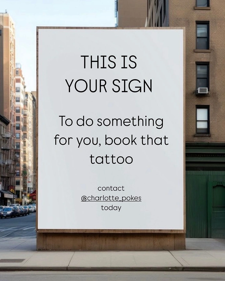 Tattoo Studios creative ad: 'This is your sign' written on a billboard