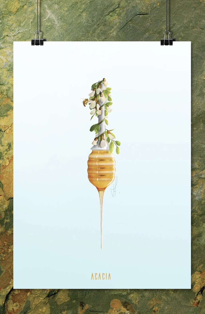 Honey Brands creative ad: Suspended hive creates striking minimalism