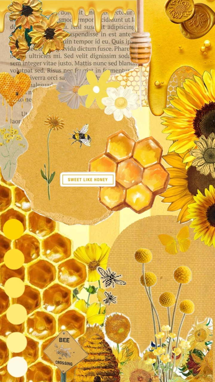 Honey Brands creative ad: Botanical honeycomb collage feels distinctive
