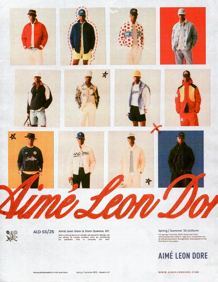 Creative ad: A grid of eleven model lookbook shots in a print ad