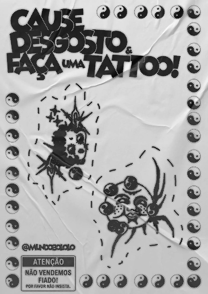 Tattoo Studios creative ad: Cut-out dashed flash stencils, witty copy