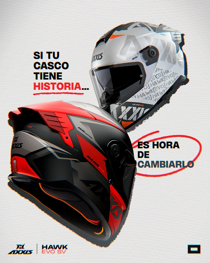 Helmets & Riding Gear creative ad: Helmet history copy motivates replacement cleverly