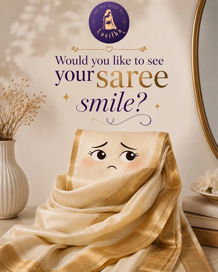 Ethnic Wear & Sarees creative ad: Sad-faced saree asks to smile
