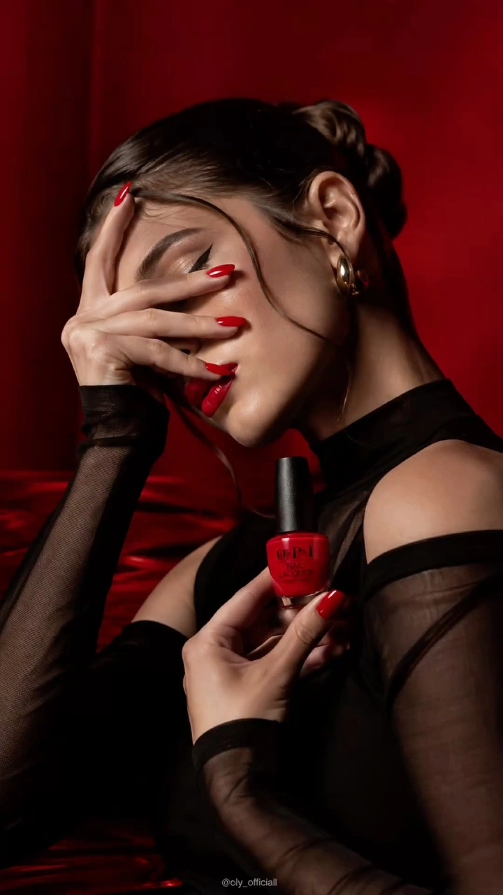 Nail Polish Brands creative ad: High-fashion portrait anchors polish campaign