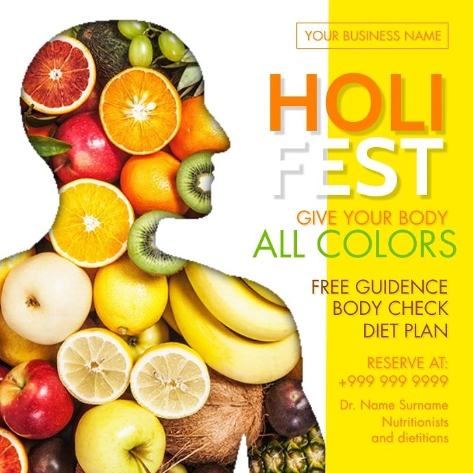 Holi creative ad: Fruit-built head: give body all colors