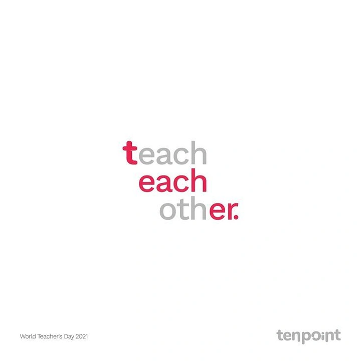 Teachers Day creative ad: Stacked wordplay type revealing 'teacher'