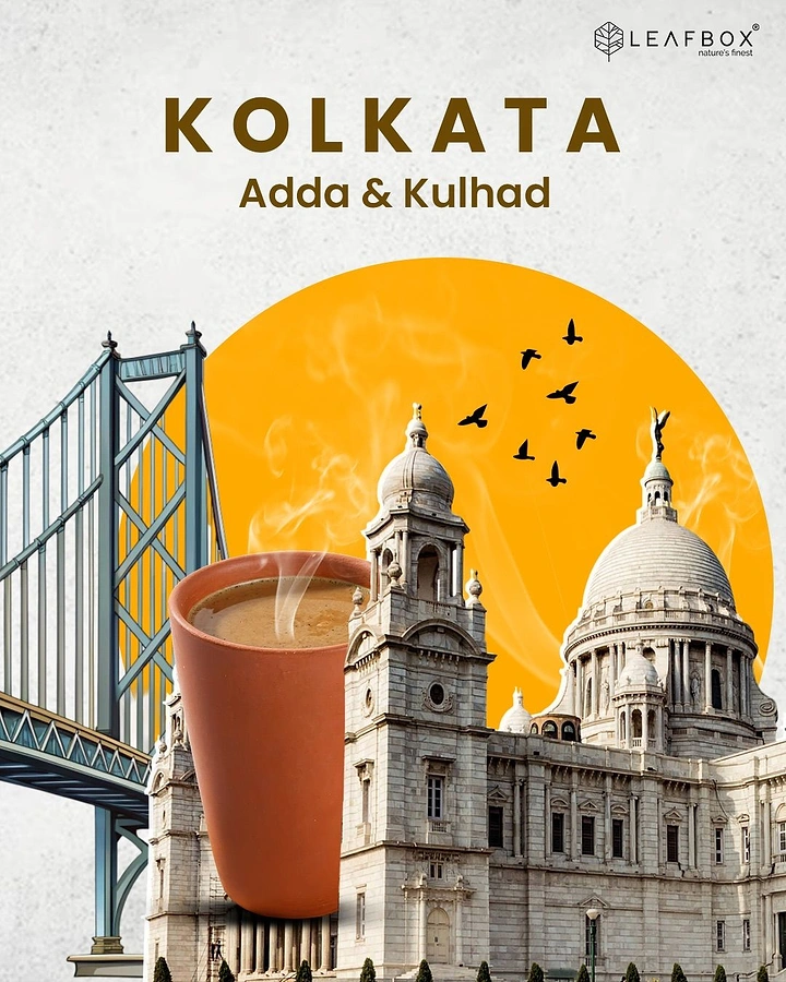 Tea & Chai Brands creative ad: Kulhad placed in Kolkata landmark collage