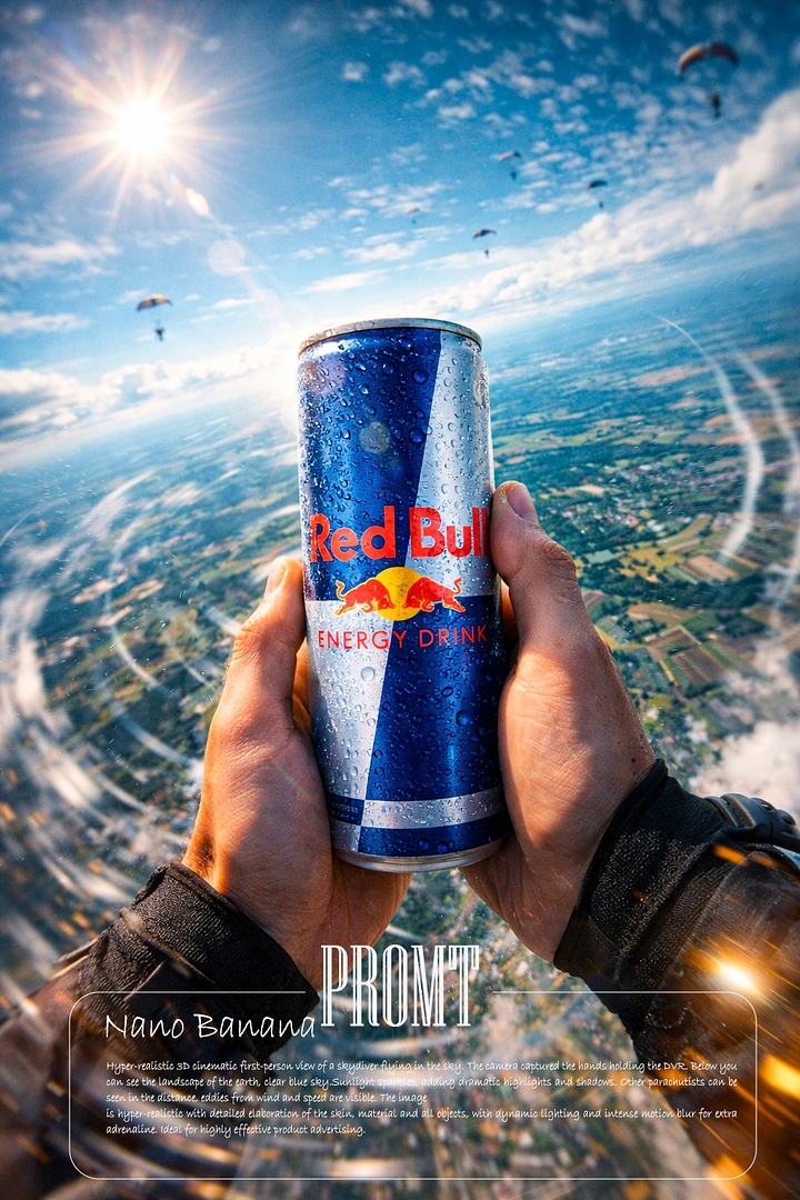 Energy & Sports Drinks creative ad: Can framed as an elevated adventure reward