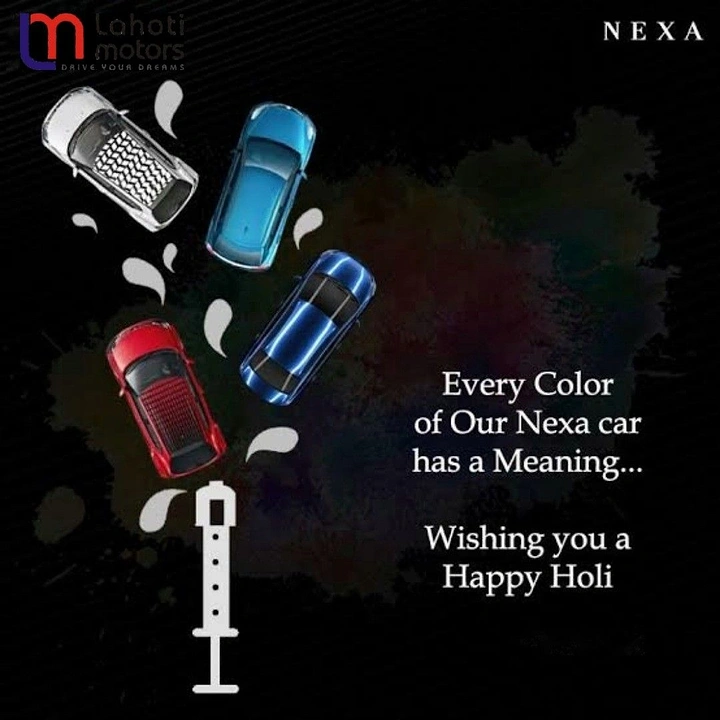 Holi creative ad: Nexa cars sprayed as pichkari colour drops