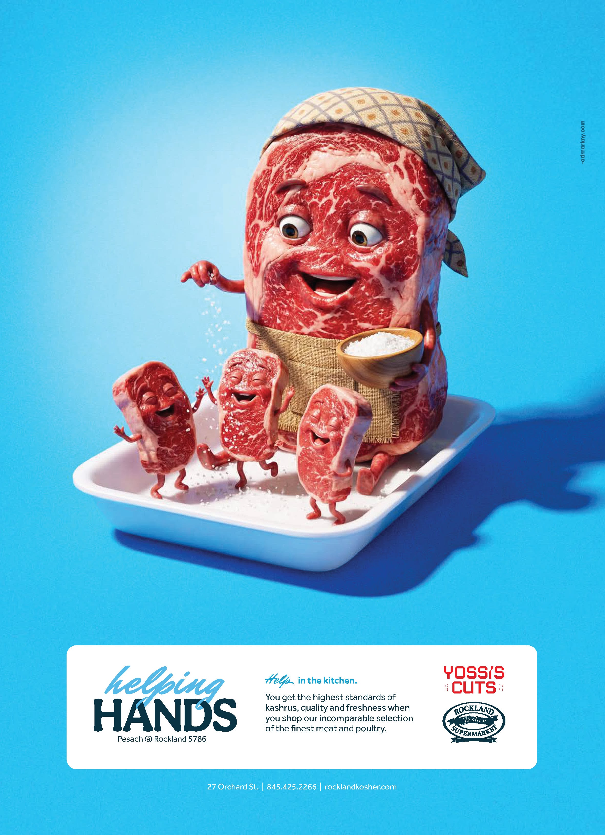 other-festival Poster: 3D steak mother salting dancing baby steaks on a tray