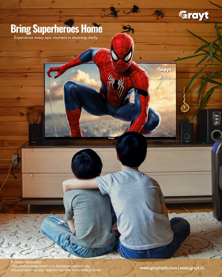 Streaming, OTT & TV Channels creative ad: Superhero breaks out of television