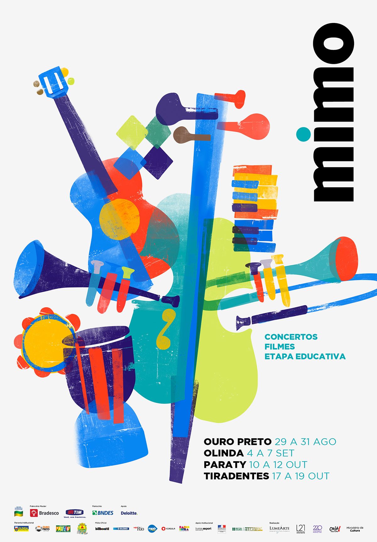 Poster: Overlapping textured cut-out musical instruments