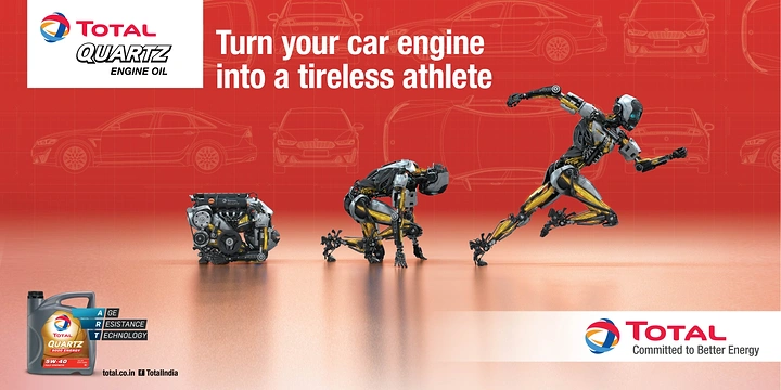 Engine Oil & Lubricants creative ad: Engine oil as tireless athlete